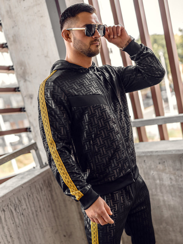 Чорний чоловічий спортивний костюм з капюшоном Bolf 3A165A