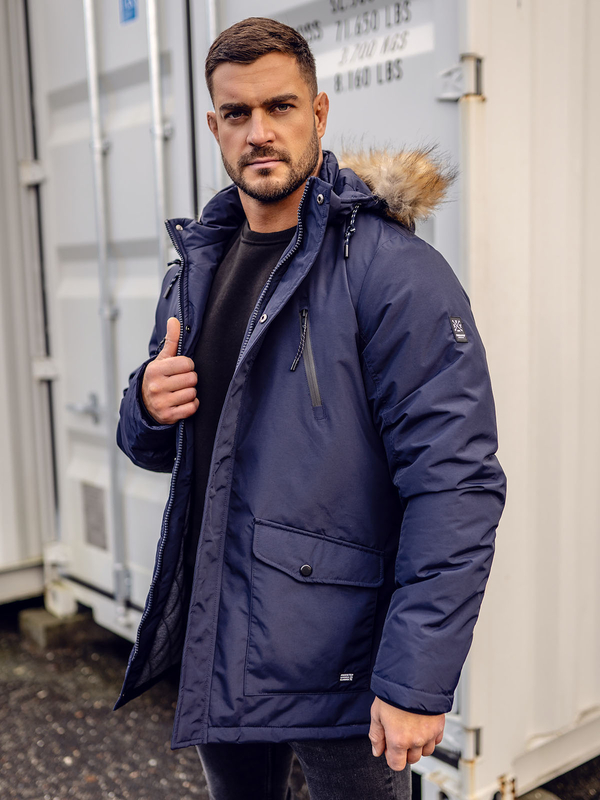 Чорнильна чоловіча зимова куртка парка Аляска Bolf WX032DA