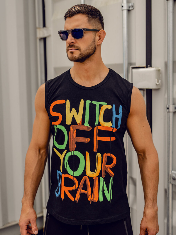 Чорна майка з принтом Bolf 14803A-1