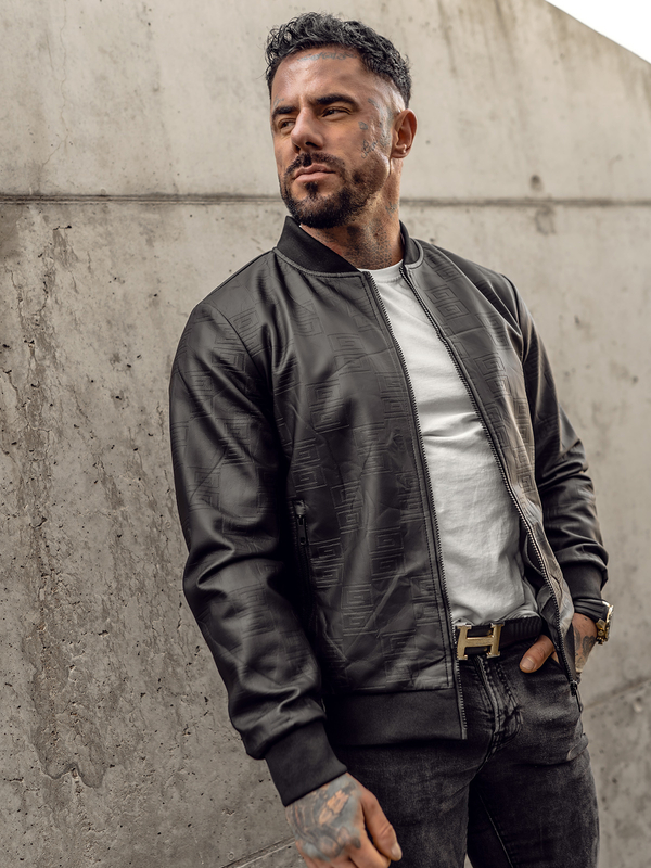 Чорна чоловіча куртка екошкіряна-бомбер Bolf 3A65A