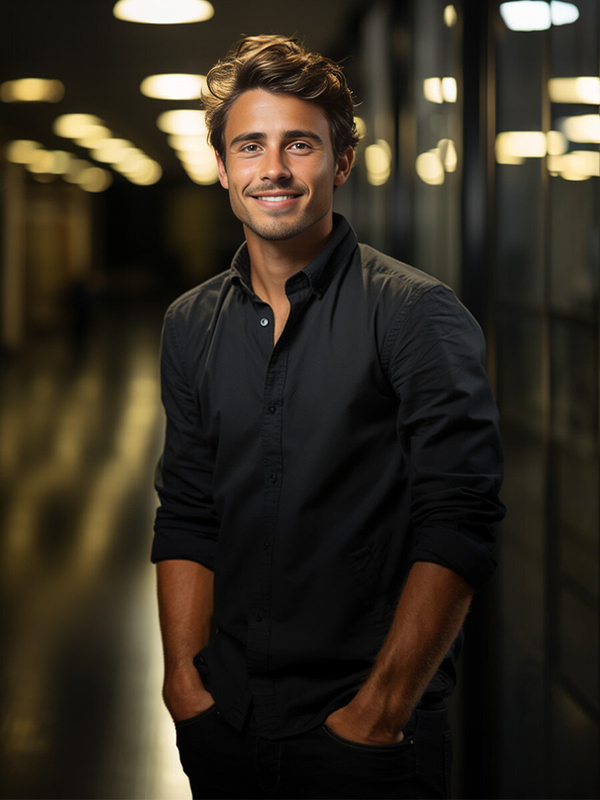 Чорна елегантна чоловіча сорочка з довгим рукавом Bolf 1703A2