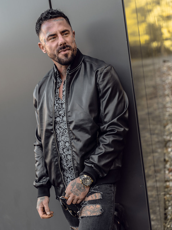 Чорний шкіряний чоловічий бомбер Bolf 7110A2