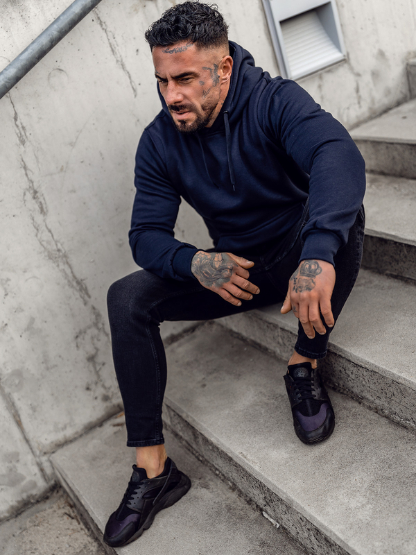 Чоловіча толстовка кенгуру з капюшоном темно-синя Bolf MB001A