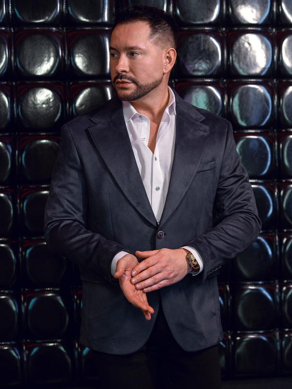 Чоловічий оксамитовий піджак темно-синього кольору Bolf 24410