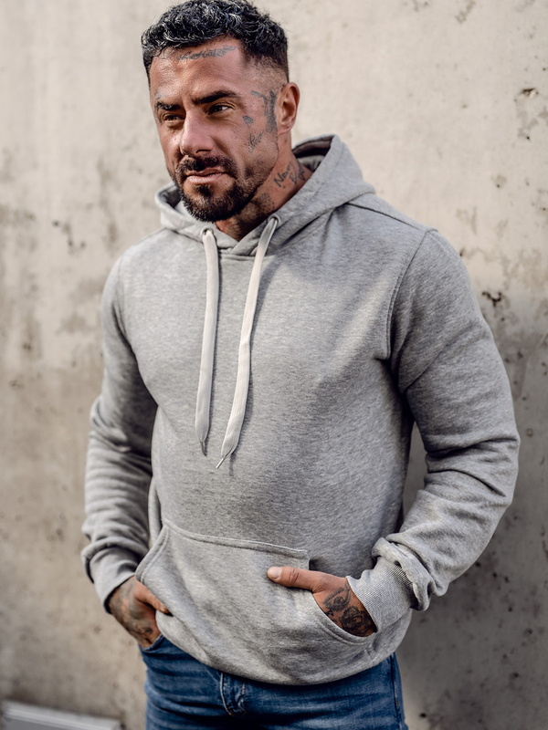 Чоловіча толстовка кенгуру з капюшоном сіра Bolf MB001A