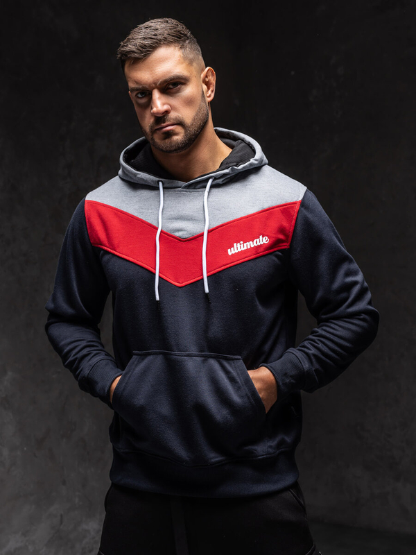 Сіра чоловіча толстовка з капюшоном і принтом Bolf W3878A1