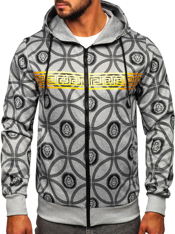 Сіра чоловіча толстовка на блискавці з капюшоном Bolf 27B8123