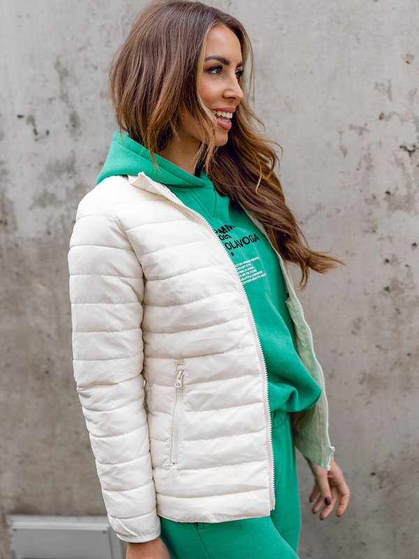 Бежева стьобана жіноча куртка з коміром-стійкою Bolf 1141A