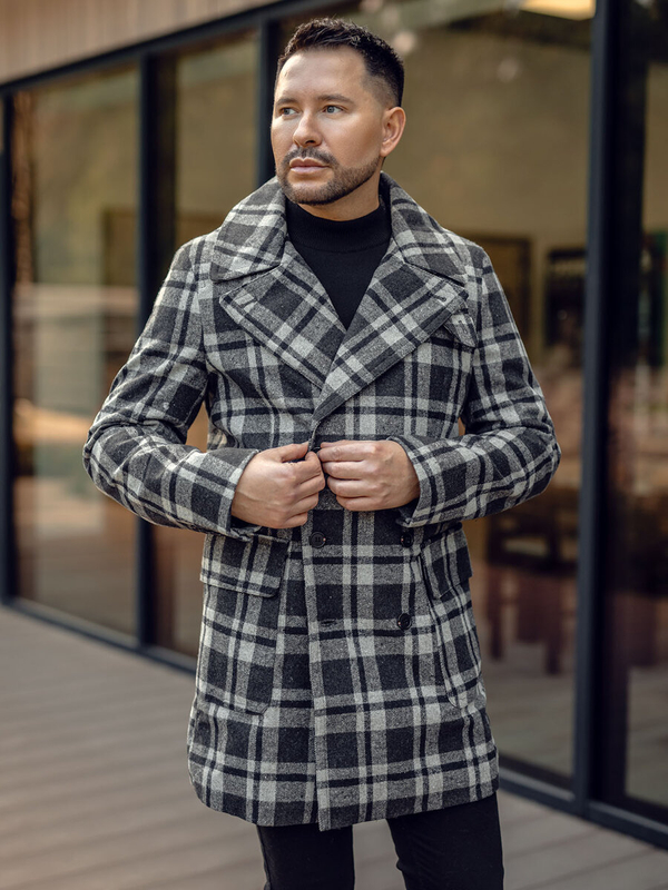 Зимове чоловіче сіре пальто Bolf 1115A