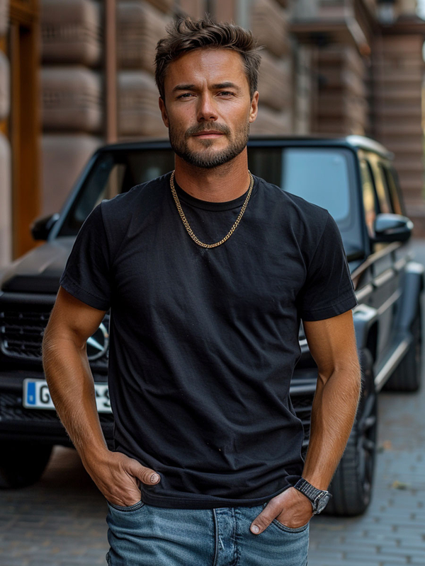 Чоловіча футболка без принта, чорна Bolf 14291A2