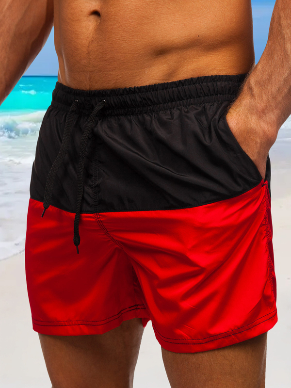 Чорно-червоні чоловічі пляжні шорти Bolf HM058